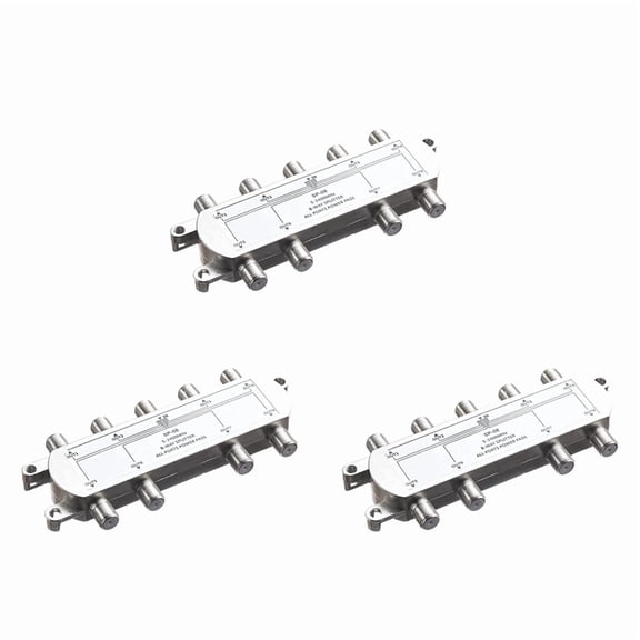 3X Digital 8 Way Coaxial Cable Splitter 5-2400MHz, RG6 Compatible, Work with Analog/Digital TV Connections and Internet