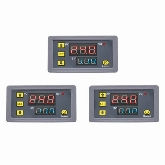 3X Digital Time Delay Relay LED Display Cycle Timer Control Switch Adjustable Timing Relay Time Delay Switch DC12V,3 x Dual Display Delay Relay,Grey