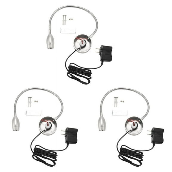 3X Dimmable Reading Lamp, Bed Lights with Plug Wired for Bedroom Bedside, Flexible Gooseneck Book Light, US Plug