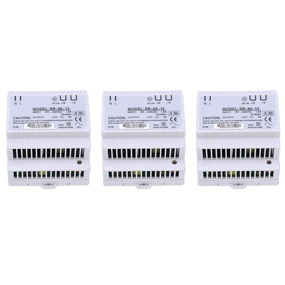 3X Din Rail Power Supply 60W 12V Ac Dc Converter -60-12 Power Supply 12V 60W