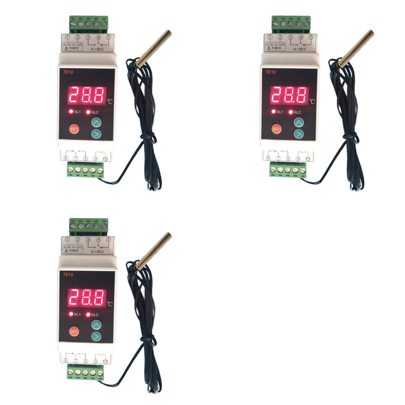 3X Din Rail Thermostat with -40-110℃ Convenient 2 Way Output Temperature Alarm Controller Output 7A/250VAC