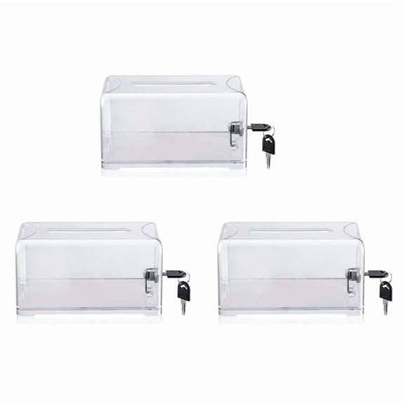 3X Donation Suggestion Box with Lock, Ballot Box,Suggestion Box for Fundraising, Donation, Tip Jars, Raffle Box