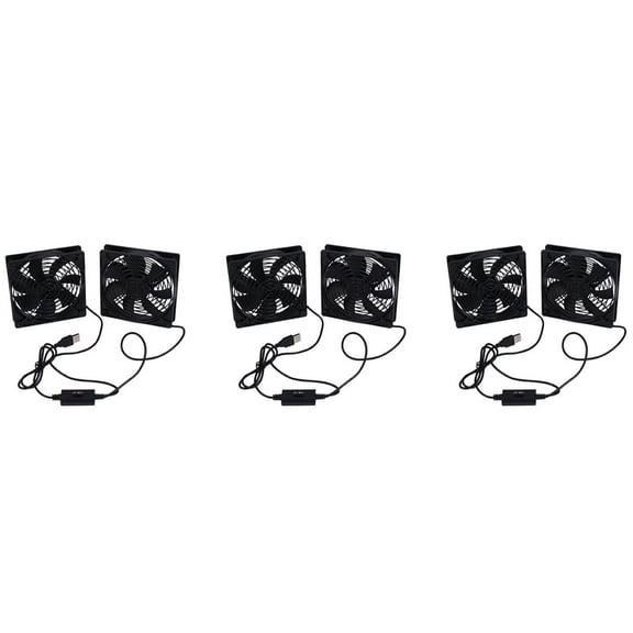 3X Dual 120mm 5V USB Powered PC Router Fans with Speed Controller High Airflow Cooling Fan for Router Modem Receiver