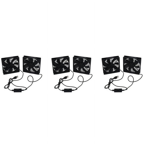 3X Dual 120mm 5V USB Powered PC Router Fans with Speed Controller High Airflow Cooling Fan for Router Modem Receiver