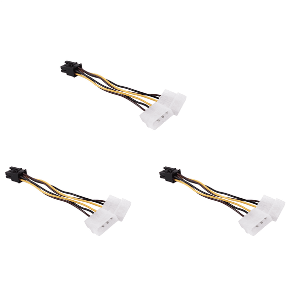 3X A Dual 4-Pin Molex IDE to 6 Pin PCI-E Graphic Card Power Connector Cable Adapter,3x Dual 4 pin IDE connector to 6 pin PCI express power adapter,Black & White