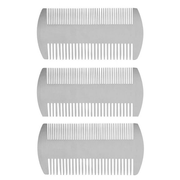 3X Dual Action Stainless Steel Credit Card Size Comb Wallet Comb Pocket Comb Beard Mustache Comb for Man