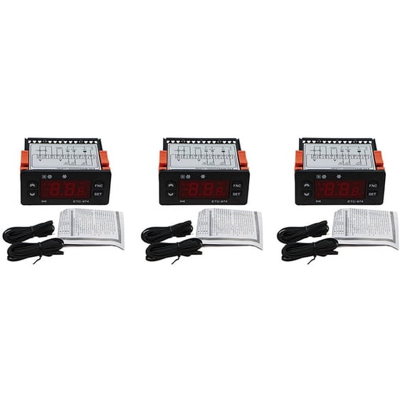 3X ETC974 Digital Temperature Controller Microcomputer Thermostats Thermostat Refrigeration Alarm 220V Sensor