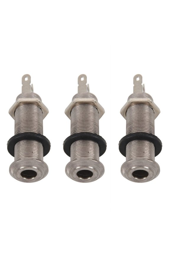 3X Electric Guitar Jack Chrome Threaded Cylinder Output Input Jack Plug Sockets 1/4 Inch for Electric Guitar,3 x jack socket,Silver