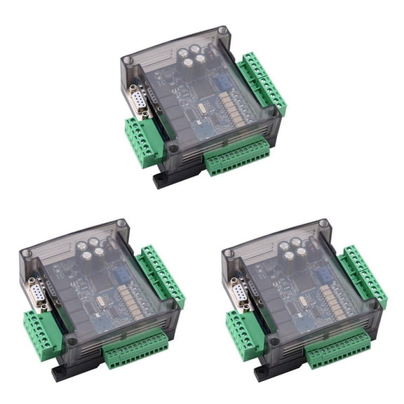 3X FX3U-14MR PLC Industrial Control Board 8 Input 6 Output Programmable Control Relay Output, 24 V PLC Control,3 * PLC Industrial Control Board,Green&black