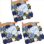 3X Fake Dusty Blue Peony Flowers Combo for DIY Wedding Bridal Bouquets Centerpieces Home Decorations