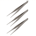 thumbnail image 1 of 3X Fine Point Silver Tone Pointy Straight Tweezers 4 1/2 Inch, 1 of 8