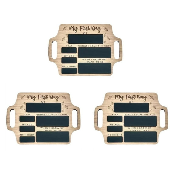 3X First Day of School Sign - Reusable Memory Photo Board with Handles Back to School Starting School Nursery Preschool