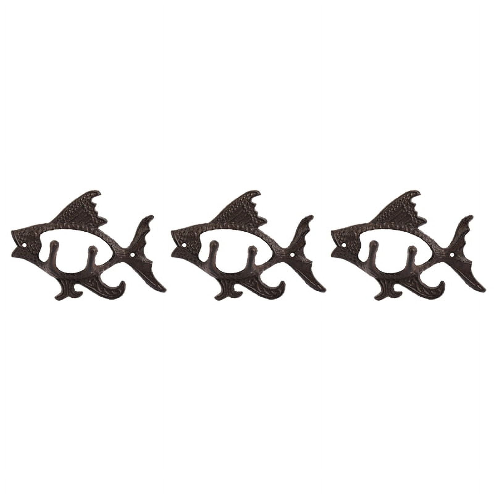 3X Fish with Two Hooks Ocean Series Cast Iron Wall Hook Wall