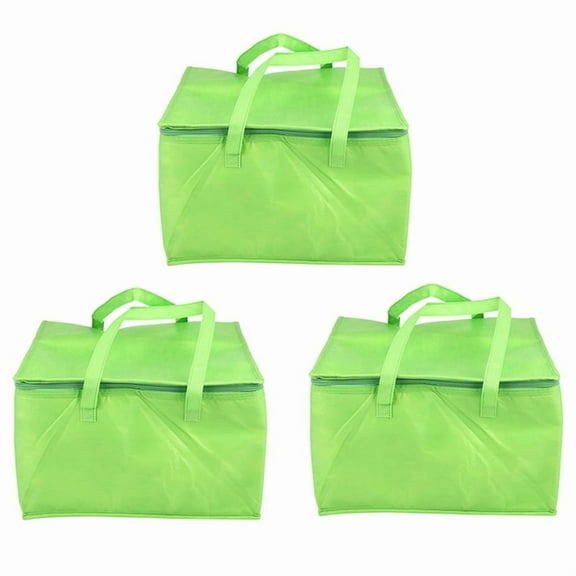 3X Foldable Large Cooler Bag Portable Food Cake Insulated Bag Aluminum Foil Thermal Box Delivery Bag Green