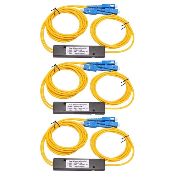 3X Ftth SC 1X2 Plc Singlemode Fiber Optical Splitter Fbt Optical Coupler,3 * FTTH SC 1X2 Fiber Optical Splitter,blue & yellow