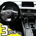 thumbnail image 1 of 3X Fuzzy Car Steering Wheel Cover Winter Plush Fur Fluffy +Gear Knob +Handbrake Cover Soft Warm Black, 1 of 6