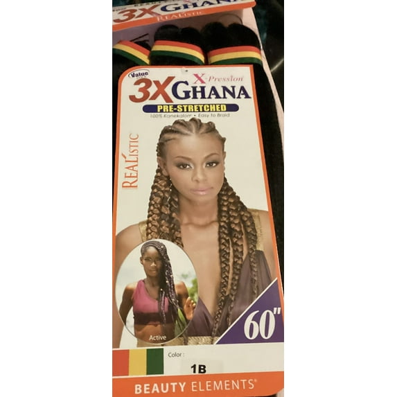 3X GHANA X-Pression Hair 60” inch -Color #1B - Of black