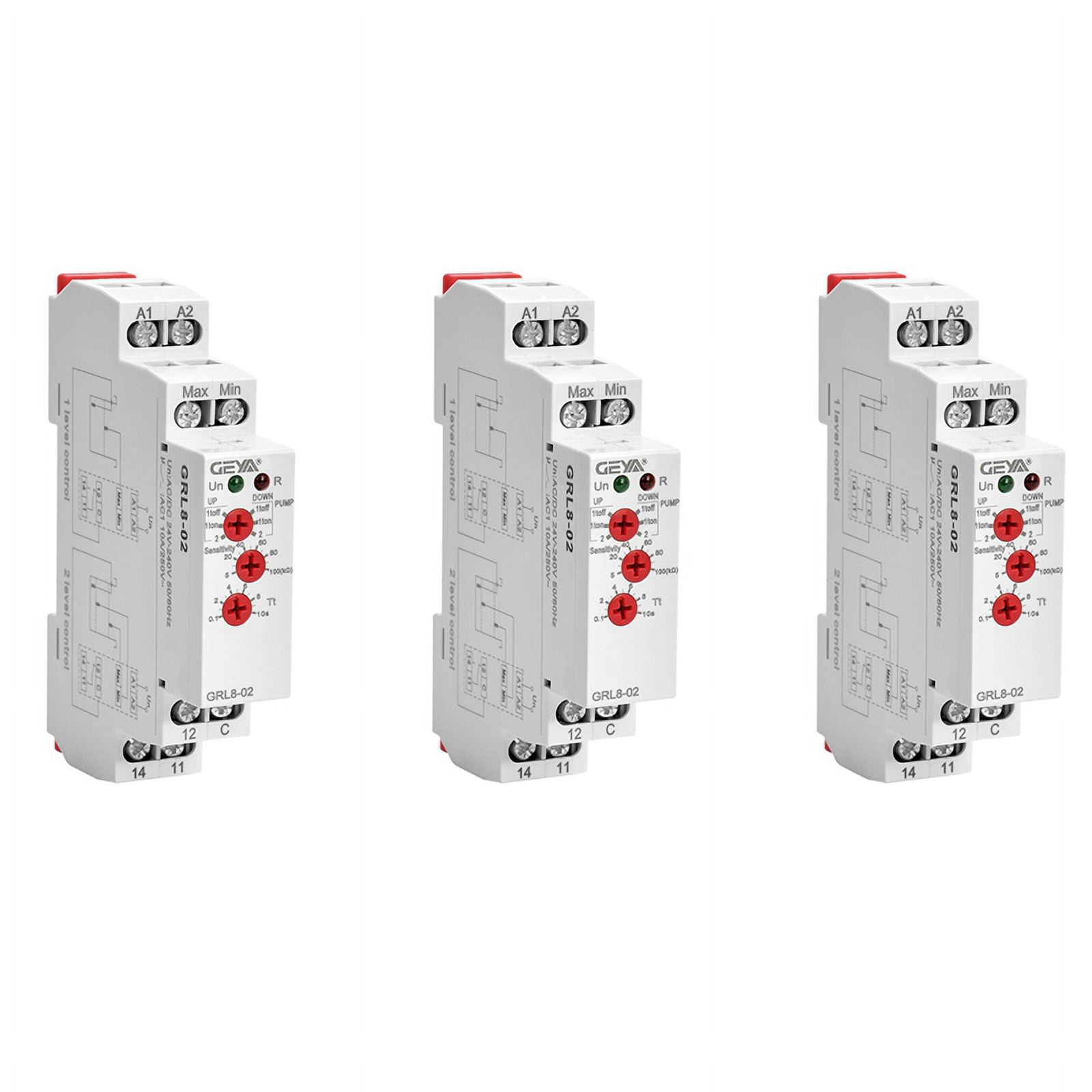 3X GRL8-02 Liquid Control Relay Level Control Relay 10A ACDC24V-240V Wide Range Voltage Water Pump Relay