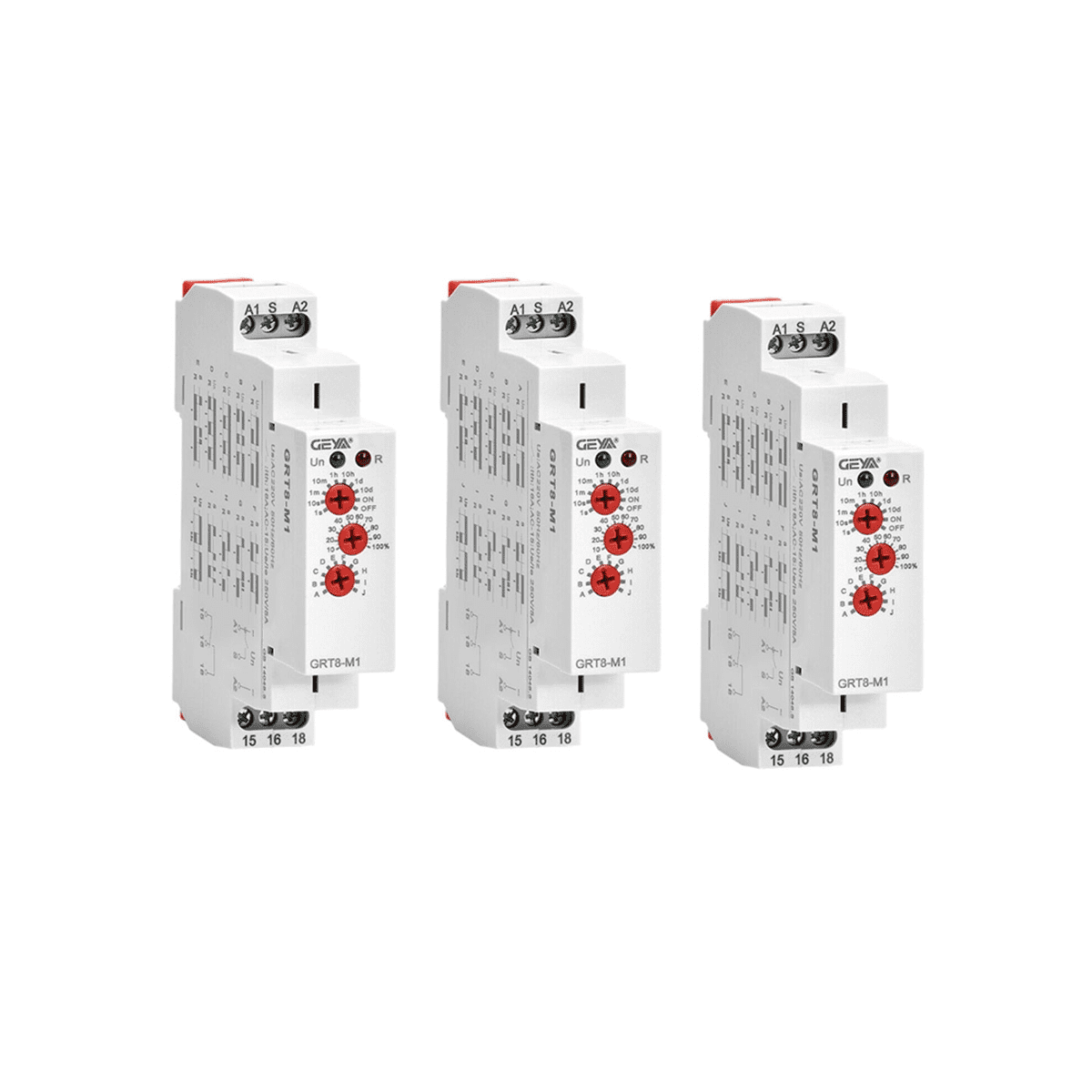 3X GRT8-M1 On Off Time Delay Relay 16A AC/DC12V-240V Multifunction Din Rail Automatic Timer Relay,3 x Timer Relay 3 x DIN rail mounting,White
