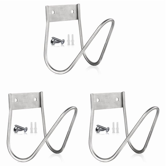 3X Garden Hose Hanger,Heavy Duty Garden Hose Hanger Wall Mount for Water Hose, Extension Cords, Air Compressor Hose,3 x Garden Hose Bracket,Silver