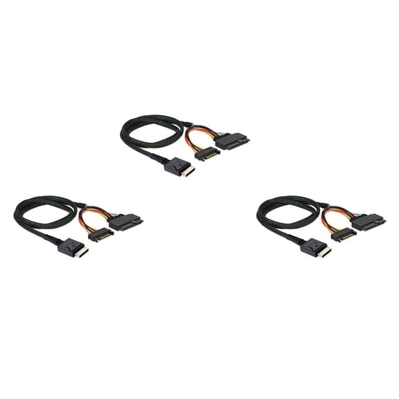 3X Gen 4 Oculink SFF-8611 4I to PCIe SFF-8639 U.2 NVMe with 15P Male Power Server Cable