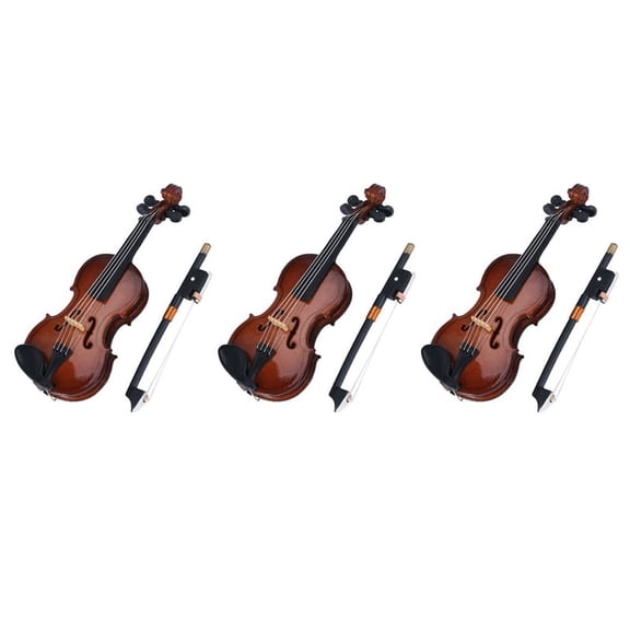 3X Gifts Violin Music Instrument Miniature with Case, 8X3cm