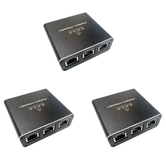 3X Gigabit Ethernet Splitter 1 in 4 Out 1000Mbps Internet Cable Splitter 1 to 4 RJ45 Network Splitter for Cat5/6/7