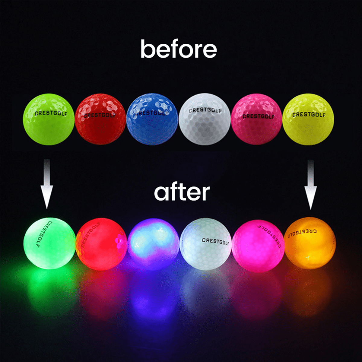 3X Golf Night Light Ball High Elasticity Night Led Always Bright Flash