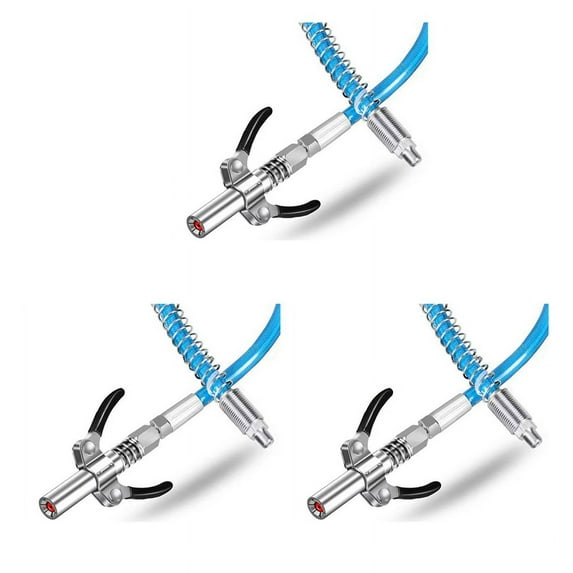 3X Grease Coupler with 30cm Hose Gear Grease Nozzle Heavy-Duty Quick Release Grease Coupler 10000PSI Two