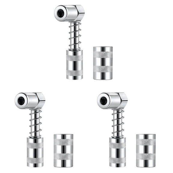 3X Grease Nozzle Adapter Grease - Accessory 90 Degree Grease Coupler Adapter with Sleeve 3 Jaw Angle Grease Tool