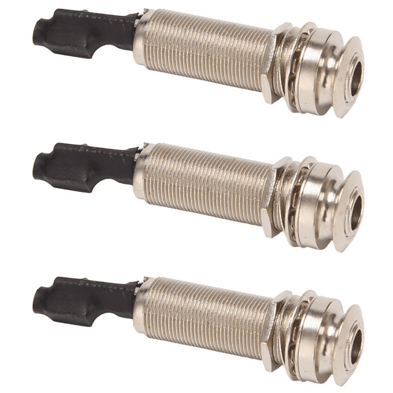 3X Guitar Endpin Jack, 6.35mm Output 2.5mm Input Endpin Jack for Acoustic Guitar Built-in Rod Piezo Pickup Clear Sound,3 x guitar tail jack,Silver
