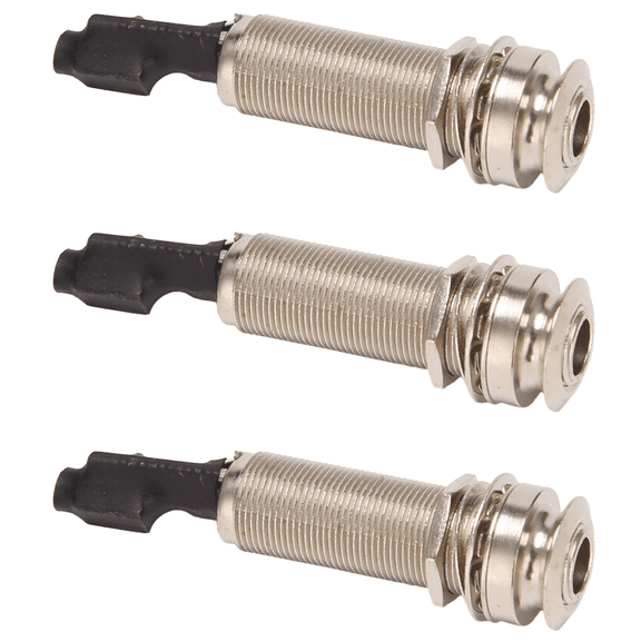 3X Guitar Endpin Jack, 6.35mm Output 2.5mm Input Endpin Jack for Acoustic Guitar Built-in Rod Piezo Pickup Clear Sound,3 x guitar tail jack,Silver