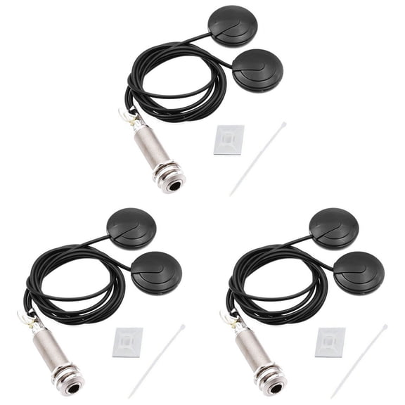 3X Guitar Pickups Acoustic Electric Piezo Transducer Microphone Contact for Guitar Violin Ukulele Mandolin Banjo Cello,3 x pickup 3 x glue block 3 x Cable tie,black