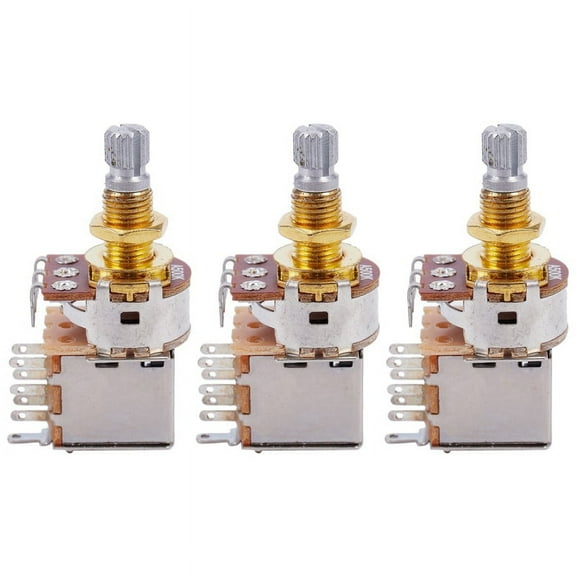 3X Guitar Pots 500K Short Split Shaft Audio Taper Push/Pull Potentiometer,3pcs * Potentiometers,silver & gold