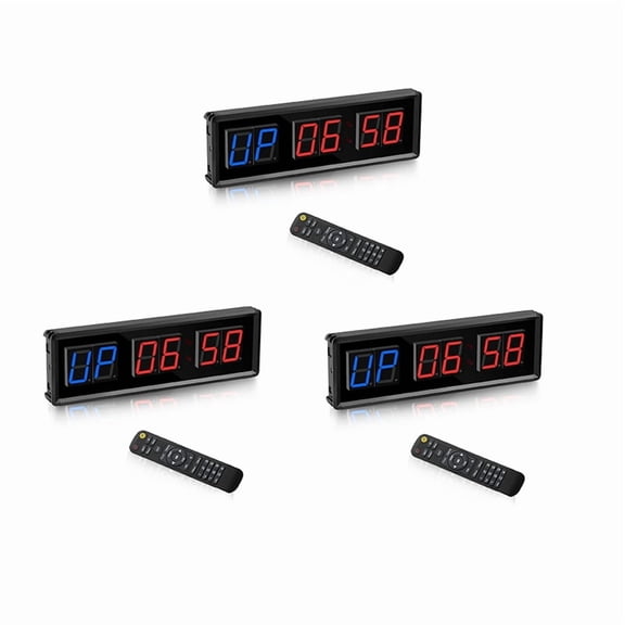 3X Gym ,LED Interval Digital Countdown Wall Clock Fitness ,1.5Inch Digits Down/Up Clock Stopwatch
