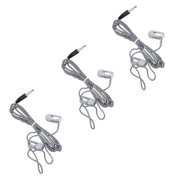 3X H-169 3.5mm MP3 MP4 Wiring Subwoofer Braided Cord, Headphones with Wheat Wire Control(Silver)