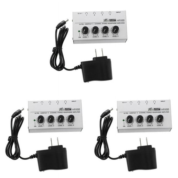3X HA400 4 Channel Ultra-Compact Headphone Audio Stereo Amp Microamp Amplifier