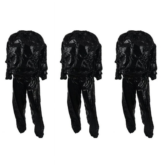 3X Heavy Duty Fitness Weight Loss Sweat Sauna Suit Exercise Gym Anti-Rip Black XXXL