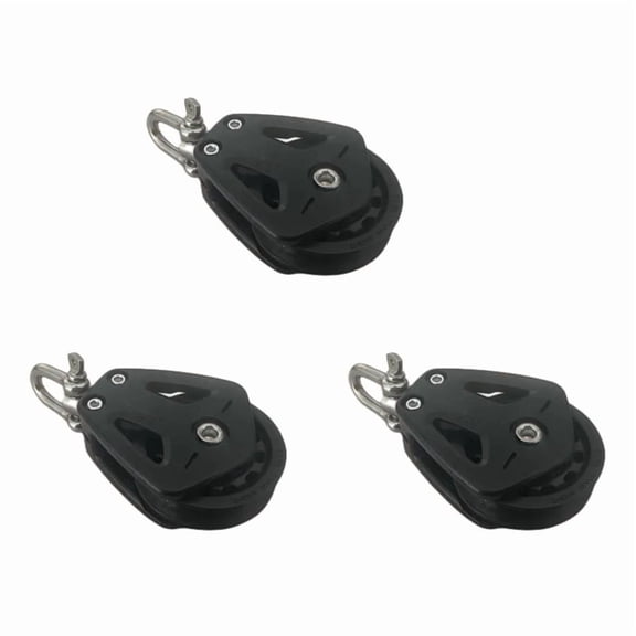 3X High Load Sheave Block Universal-Head Single Pulley Swivel Shackle Sailboat Plain Bearing Block Rope