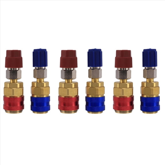 3X High and Low Side Expansion Adapter R134A Freon Quick Connector Adapter Automotive Air Conditioning for for,6 x Quick Coupler(With Cap),Red & blue