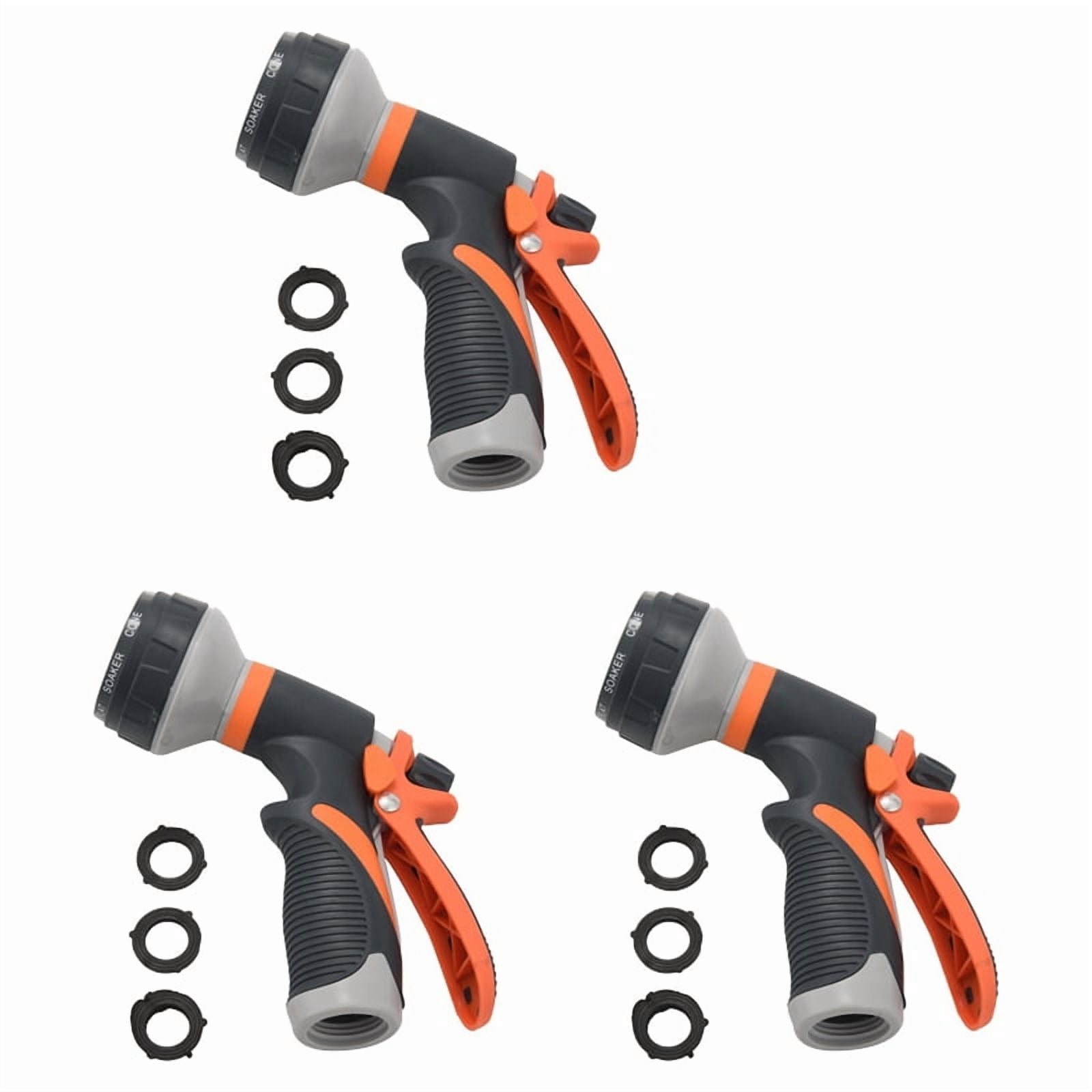 3X Hose Nozzle Garden Hose Nozzle Hose  Nozzle Leak Free High Pressure Heavy Duty 8 Pattern