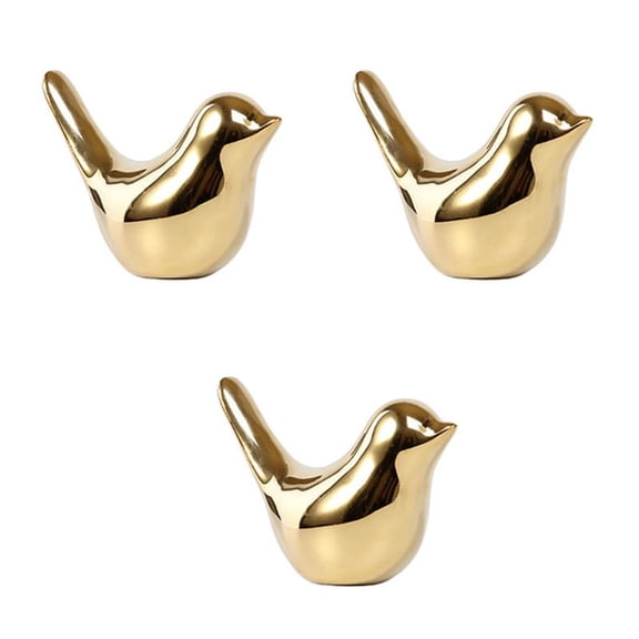 3X House Figurines Modern Ceramic Bird Statues Animal Sculpture Home Decoration Crafts Gold Ceramic -L