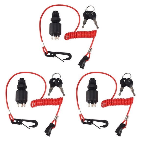 3X Ignition Switch Key Safety Lanyard Lock Assembly for 1996 Up Evinrude 5005801 for Evinrude