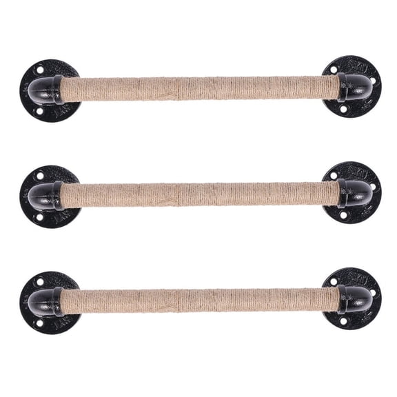 3X Industrial Style Pipe Furniture Handle Barn Sliding Wooden Door Handles Black Antique Wrought Iron Rope Handle