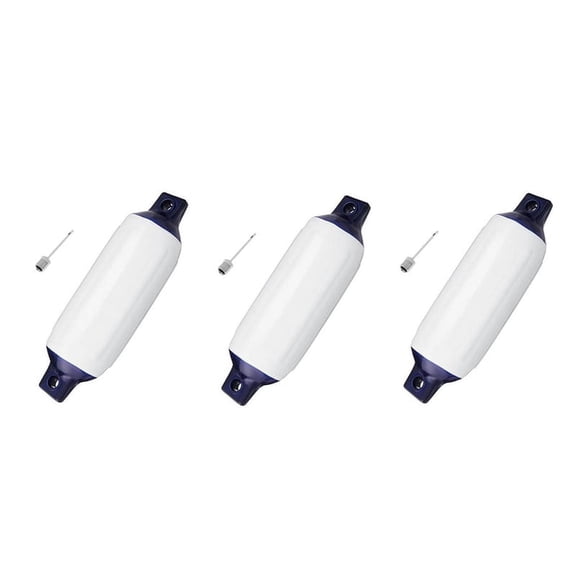 3X Inflatable Boat PVC Boat Anchor Bumper Marine Boat for Boat, Sailboat, Cuddy Etc,(6.5X23 Inch),3 x Boat Fender 3 x Inflatable needle,White