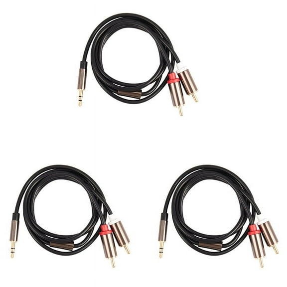 3X Jack 3.5mm to 2 RCA Audio Cable AUX Splitter 3.5mm Stereo Male to Male RCA Adapter 2 Speaker Cable 1M