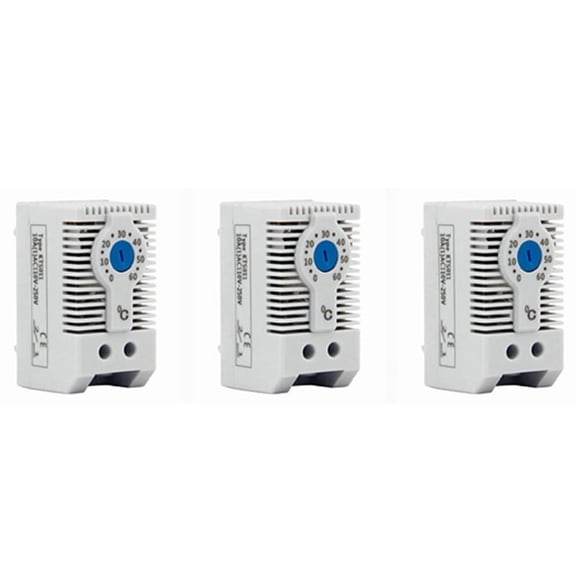 3X KTS011 NO Normally Open Adjustable Mechanical Temperature Controller Cabinet Thermostat Din Rail,Used for Cooling,3 * KTS011 NO Normally Thermostat,white