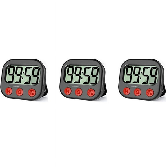 3X Kitchen , Digital Visual Magnetic Clock Stopwatch Countdown , LCD Screen Display for Cooking