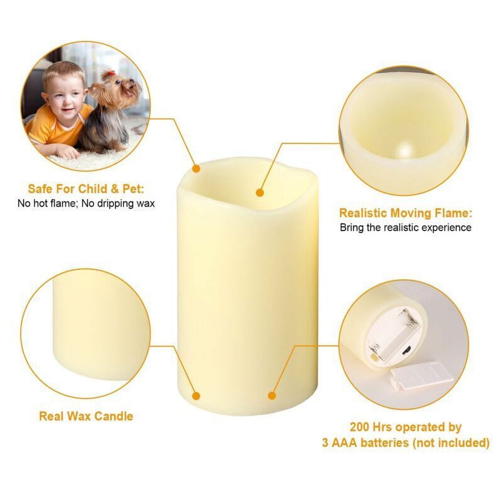 3X LED Flameless Candles Wax Pillar Battery Operated Candle Remote