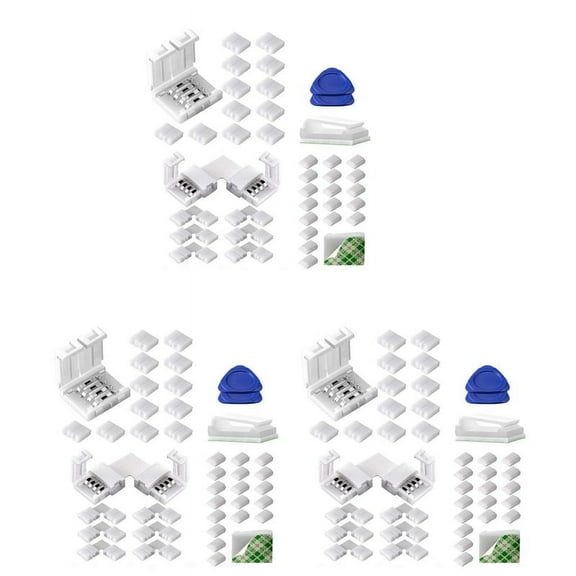 3X LED Light Strip Connectors 4 Pin RGB LED Lights Connectors, Gapless, L Shape Connectors for SMD 5050 LED Strip